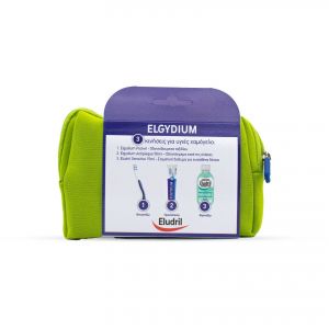 Elgydium Dental Travel Kit Σετ Ταξιδιού με Οδοντόβουρτσα, Οδοντόκρεμα, Στοματικό Διάλυμα & Νεσεσέρ σε Πράσινο Χρώμα