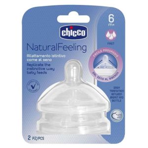 Chicco Natural Feeling Θηλή 6m+ Γρήγορης Ροής, 2τεμ